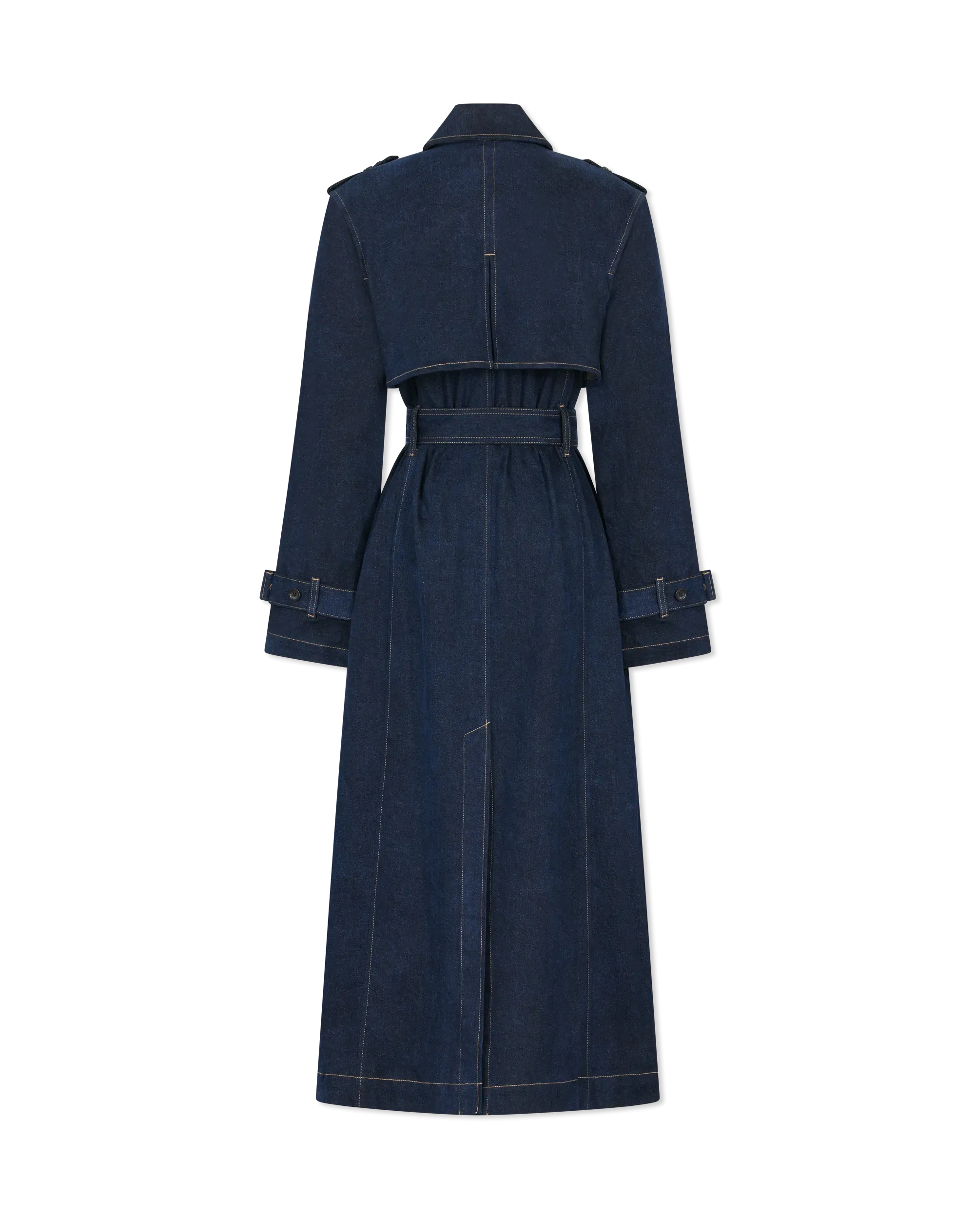 Washed Denim Trench Coat