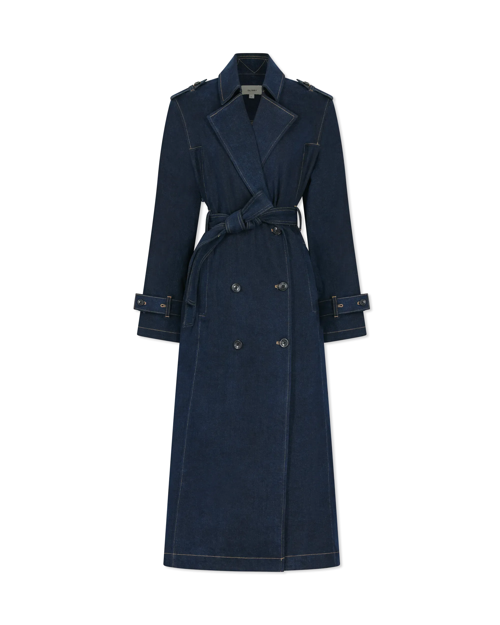 Washed Denim Trench Coat