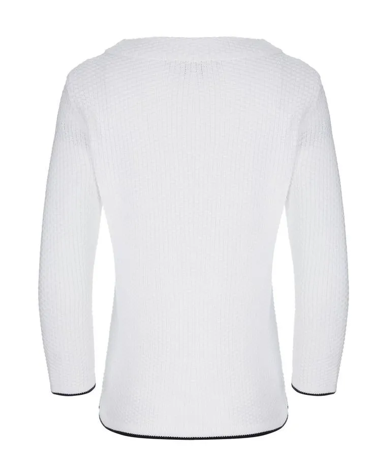 White Crew Neck Stitch Sweater