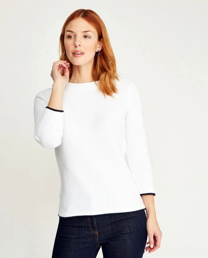 White Crew Neck Stitch Sweater