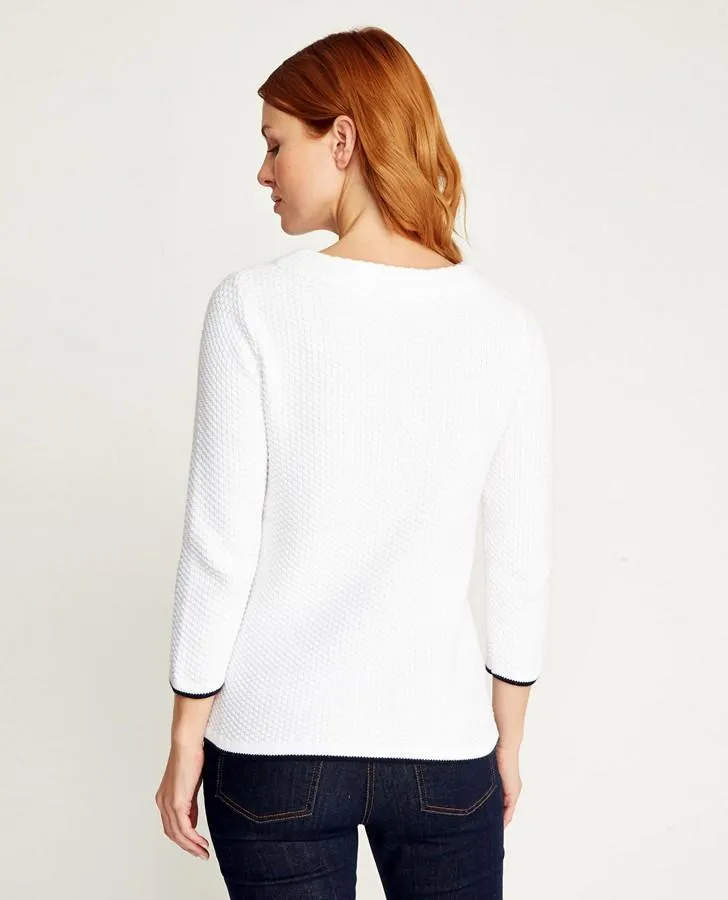 White Crew Neck Stitch Sweater