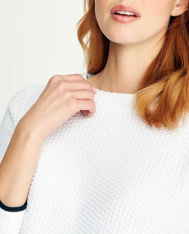 White Crew Neck Stitch Sweater