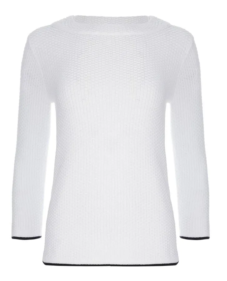 White Crew Neck Stitch Sweater