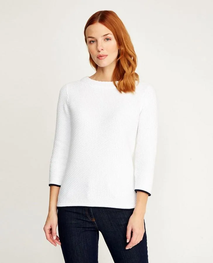 White Crew Neck Stitch Sweater