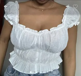 White Ruffle Top