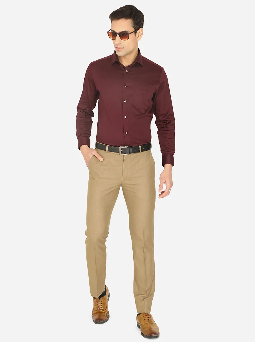 Wine Solid Slim Fit Formal Shirt | Greenfibre