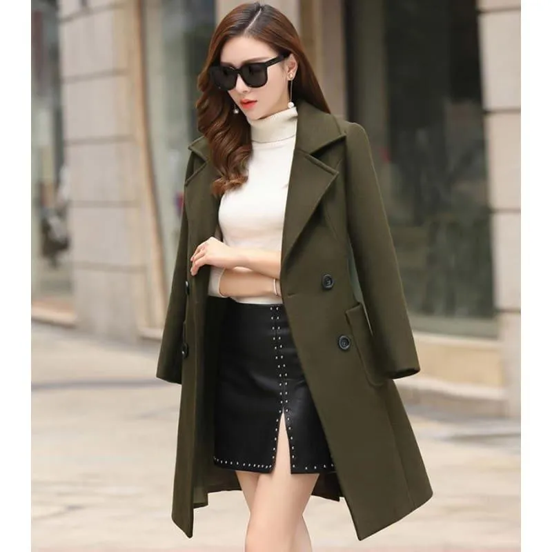 Winter Wool Coats Warm  Slim Fit Fashion Casual Office Blends Coat