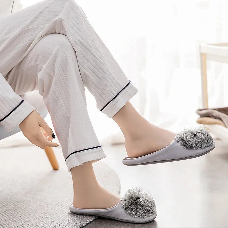 Women Satin Furry Slippers