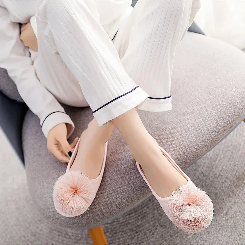 Women Satin Furry Slippers