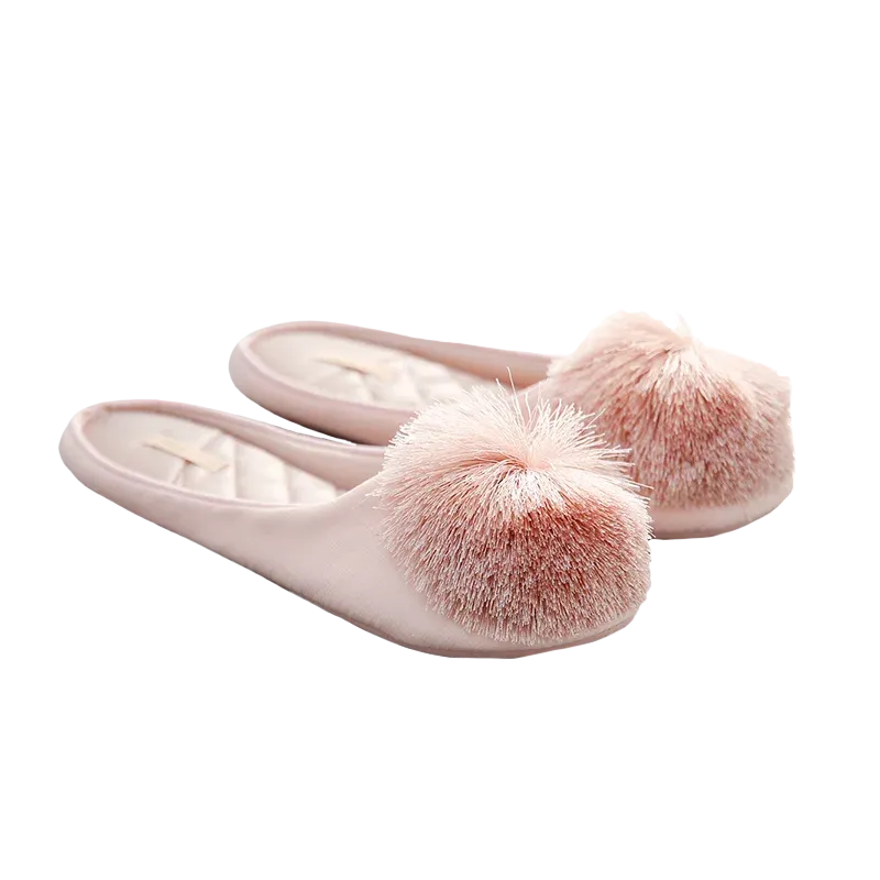 Women Satin Furry Slippers