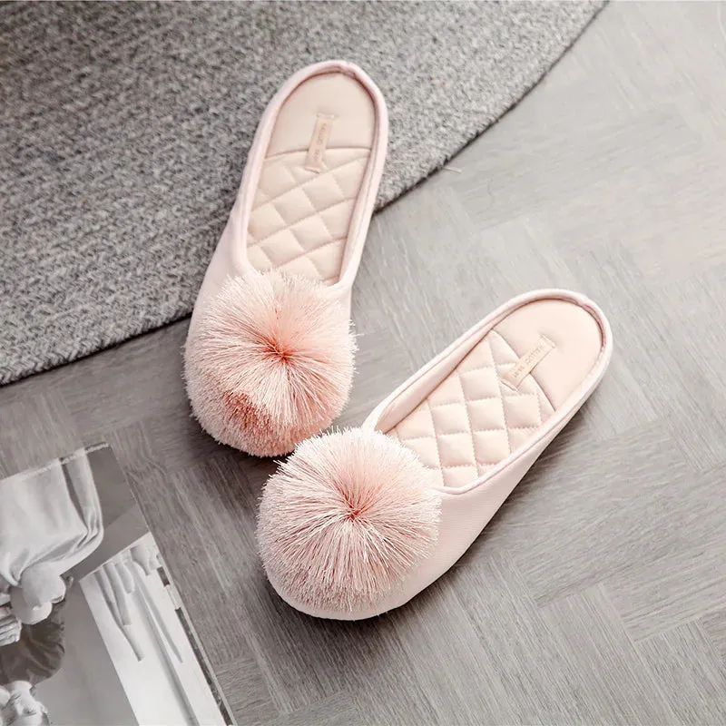 Women Satin Furry Slippers