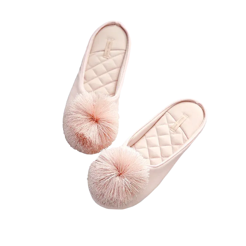 Women Satin Furry Slippers