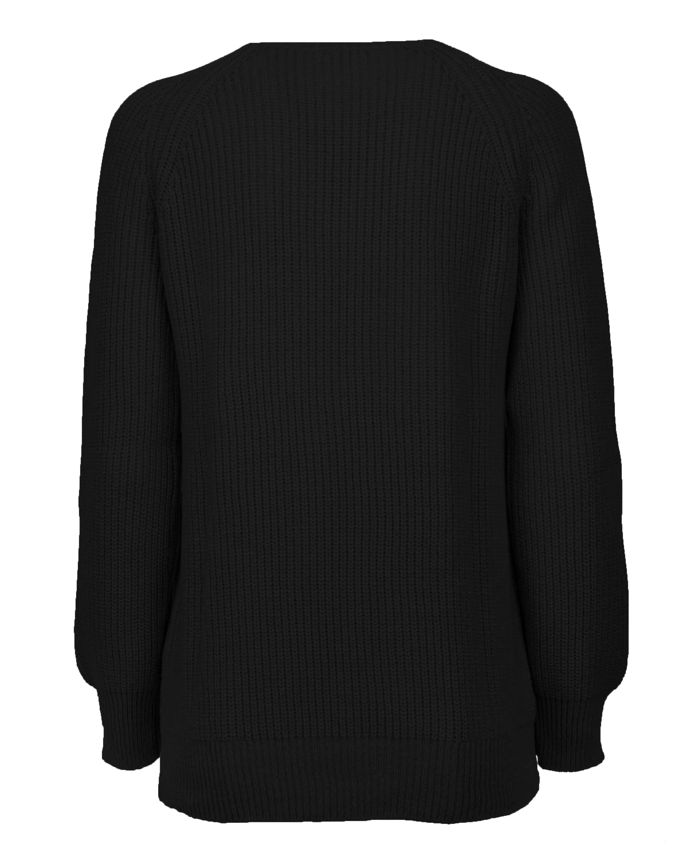 Women's Cashmere Brioche Rib Crew Neck Black