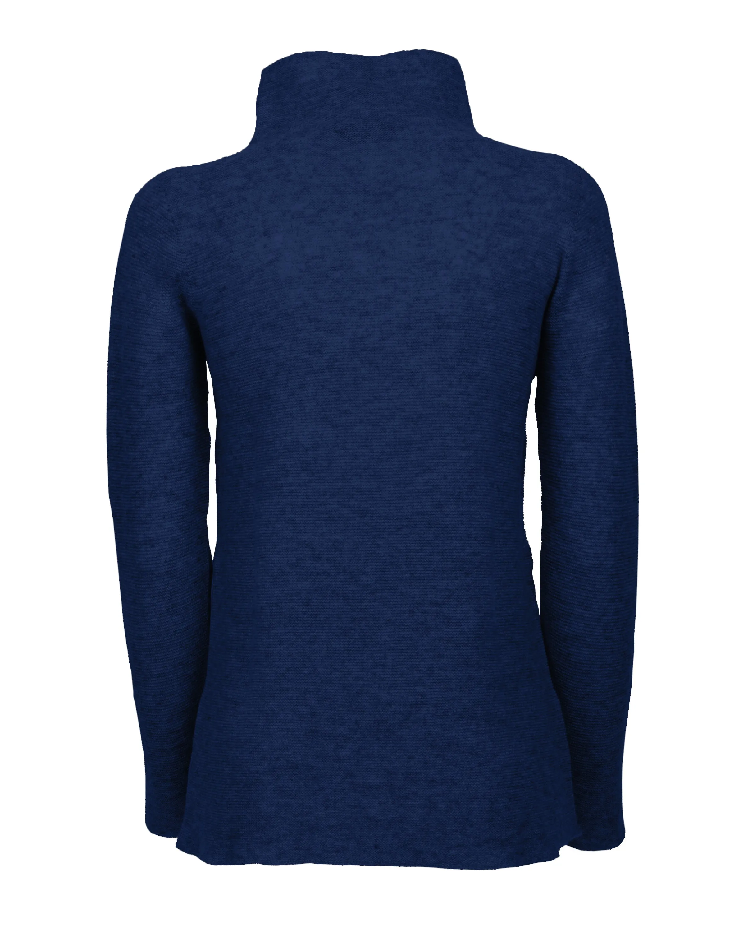 Women's Cashmere Links Stitch Funnel Neck Melange Blue