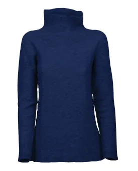 Women's Cashmere Links Stitch Funnel Neck Melange Blue