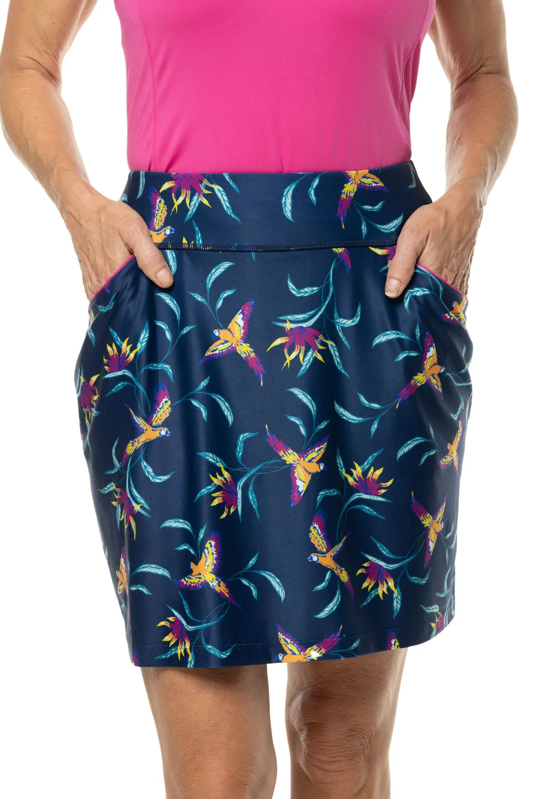 Women's Corta Performance Skort | Navy Birds of Paradise