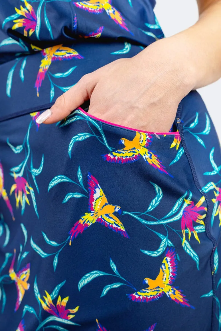 Women's Corta Performance Skort | Navy Birds of Paradise