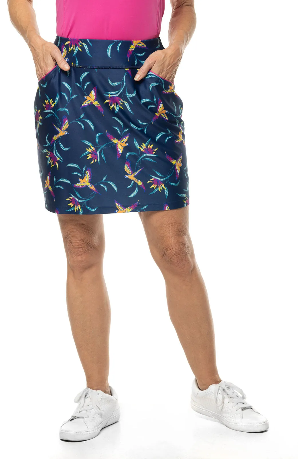 Women's Corta Performance Skort | Navy Birds of Paradise