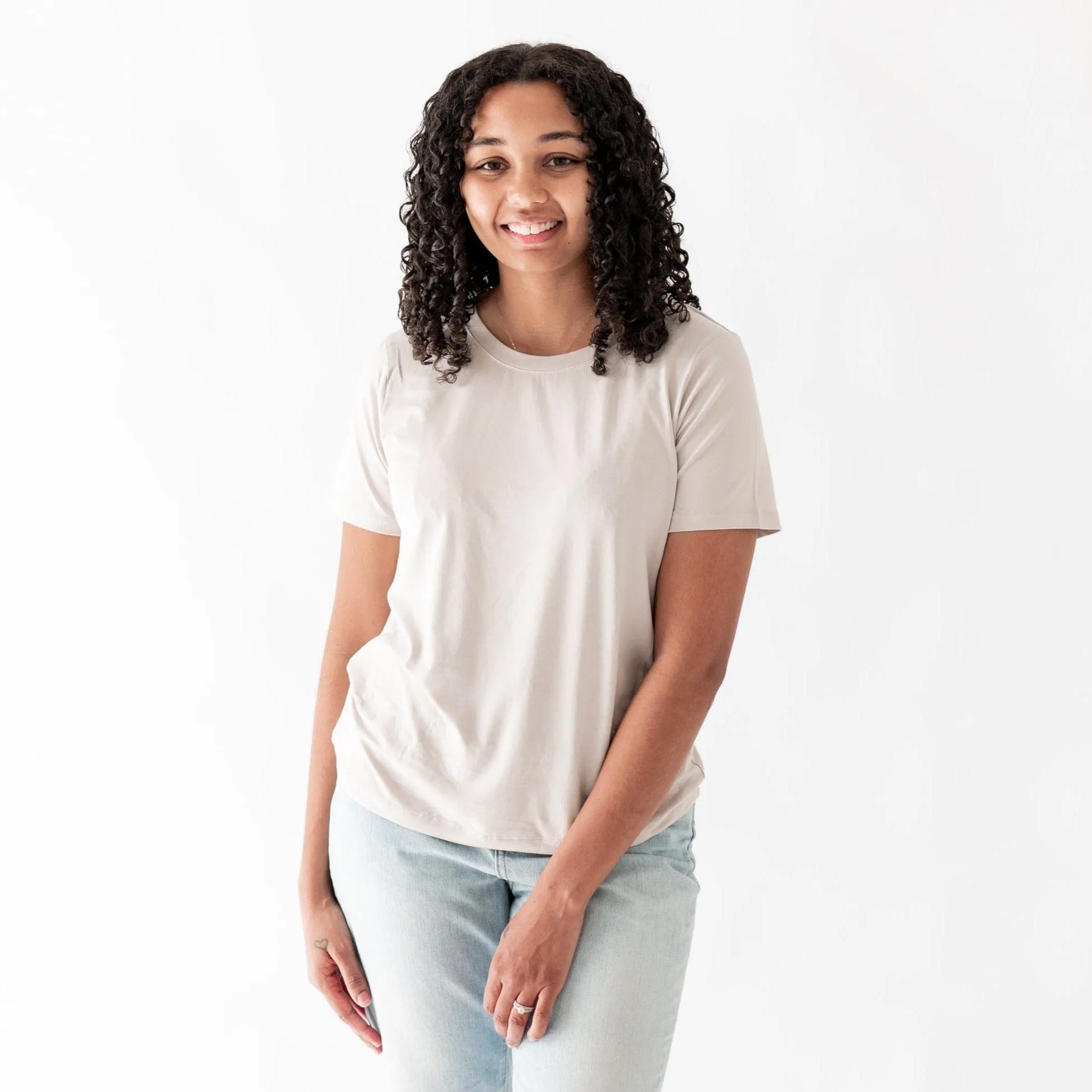 Women's Crew Neck Tee in Oat