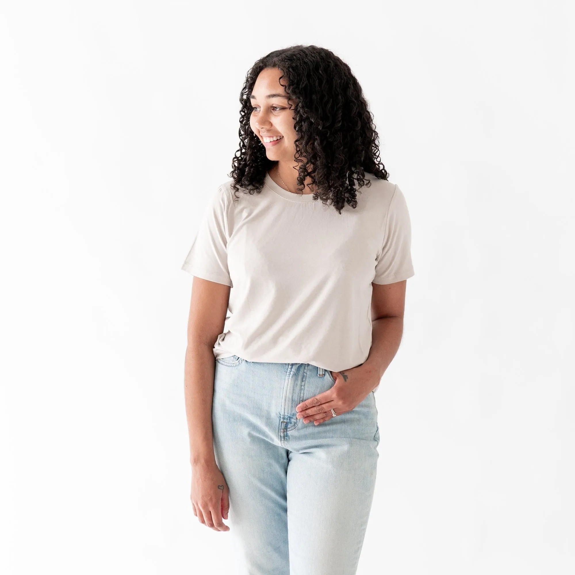 Women's Crew Neck Tee in Oat