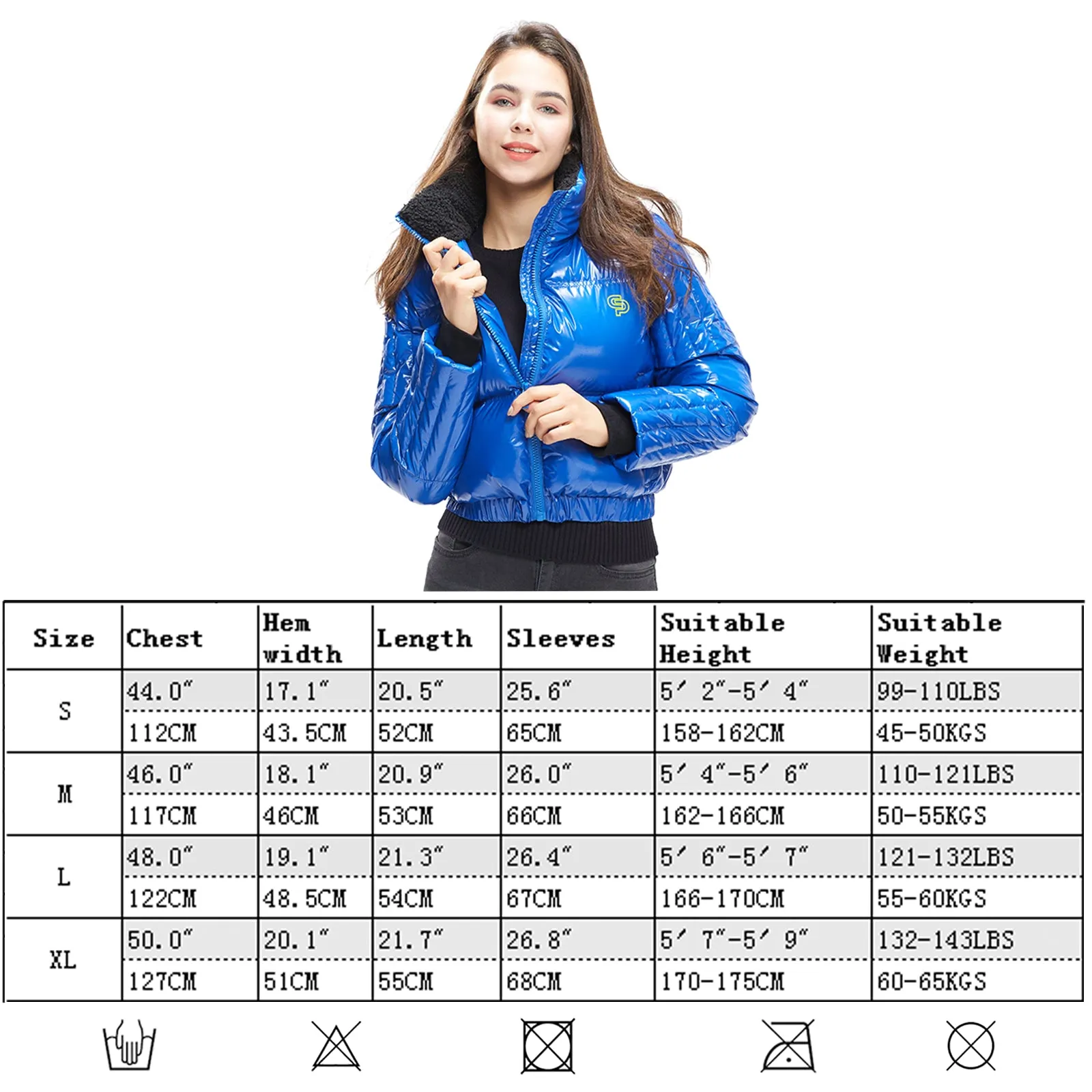 Womens Down jacket Glossy Look cropped style for the Winter