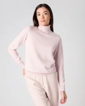 Women's Luna Roll Neck Cashmere Jumper Quartz Pink