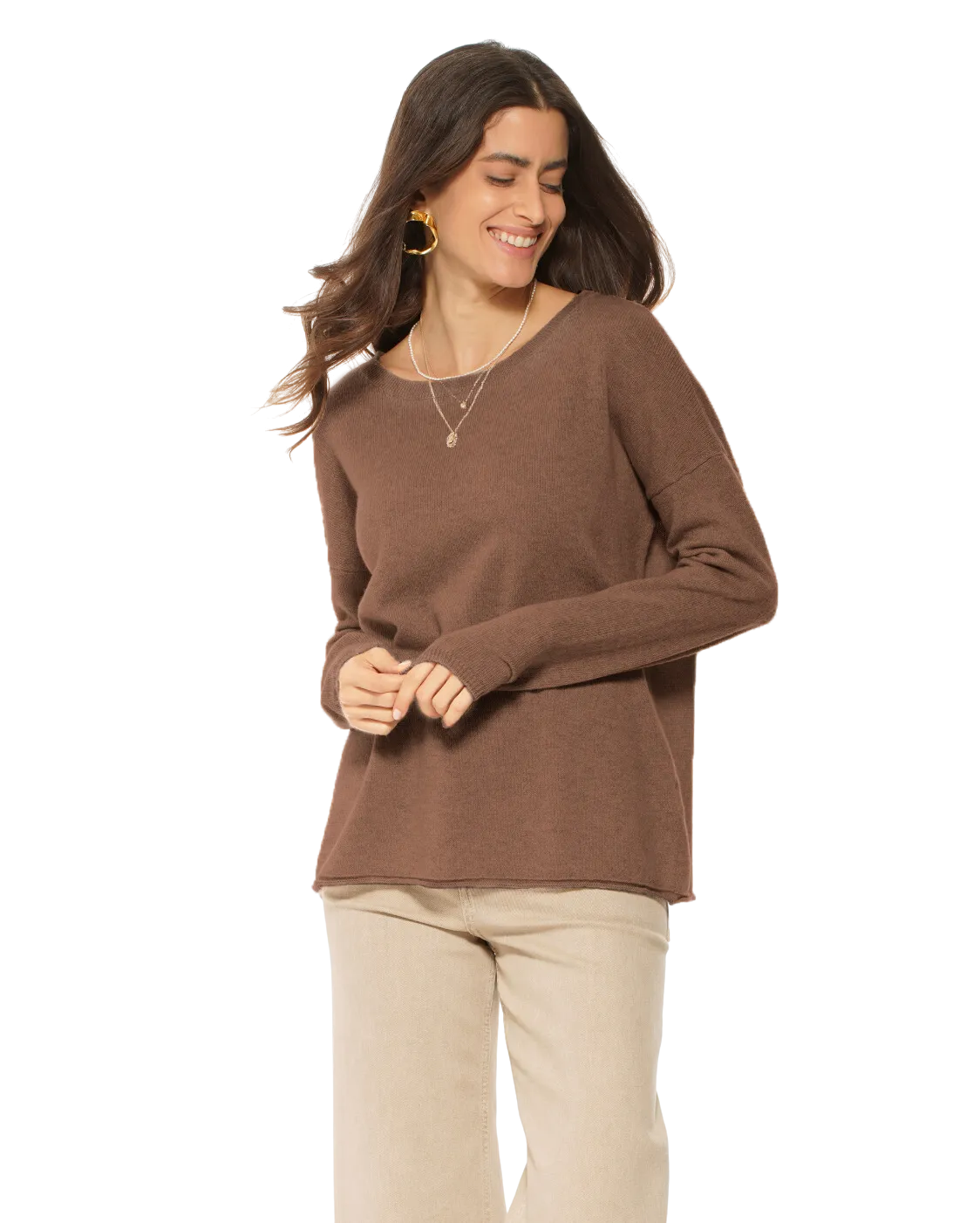 Women's Pure Cashmere Lounge Sweater Brown