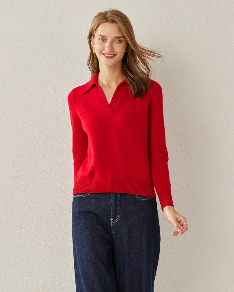 Women's Pure Cashmere Polo Collar Sweater