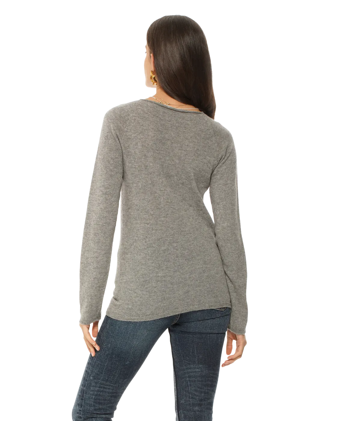 Women's Ultralight Cashmere Raglan Crew Neck Sweater Medium Grey