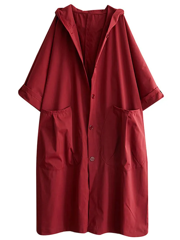 xakxx Original Solid Hooded Trench Coats