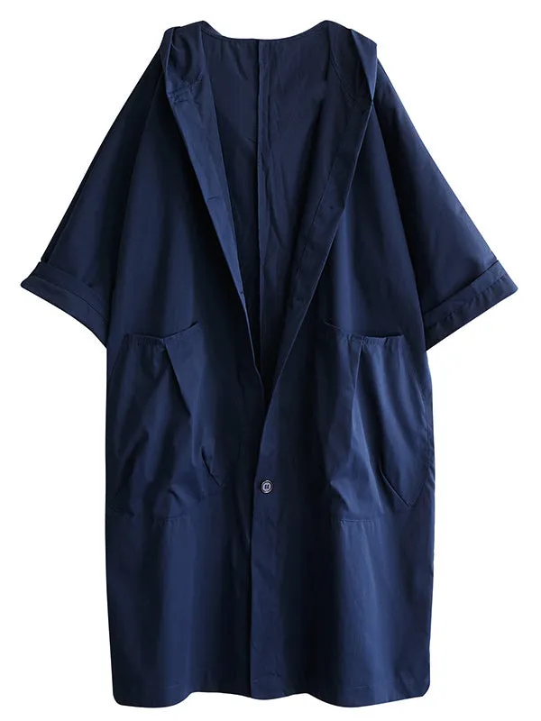 xakxx Original Solid Hooded Trench Coats