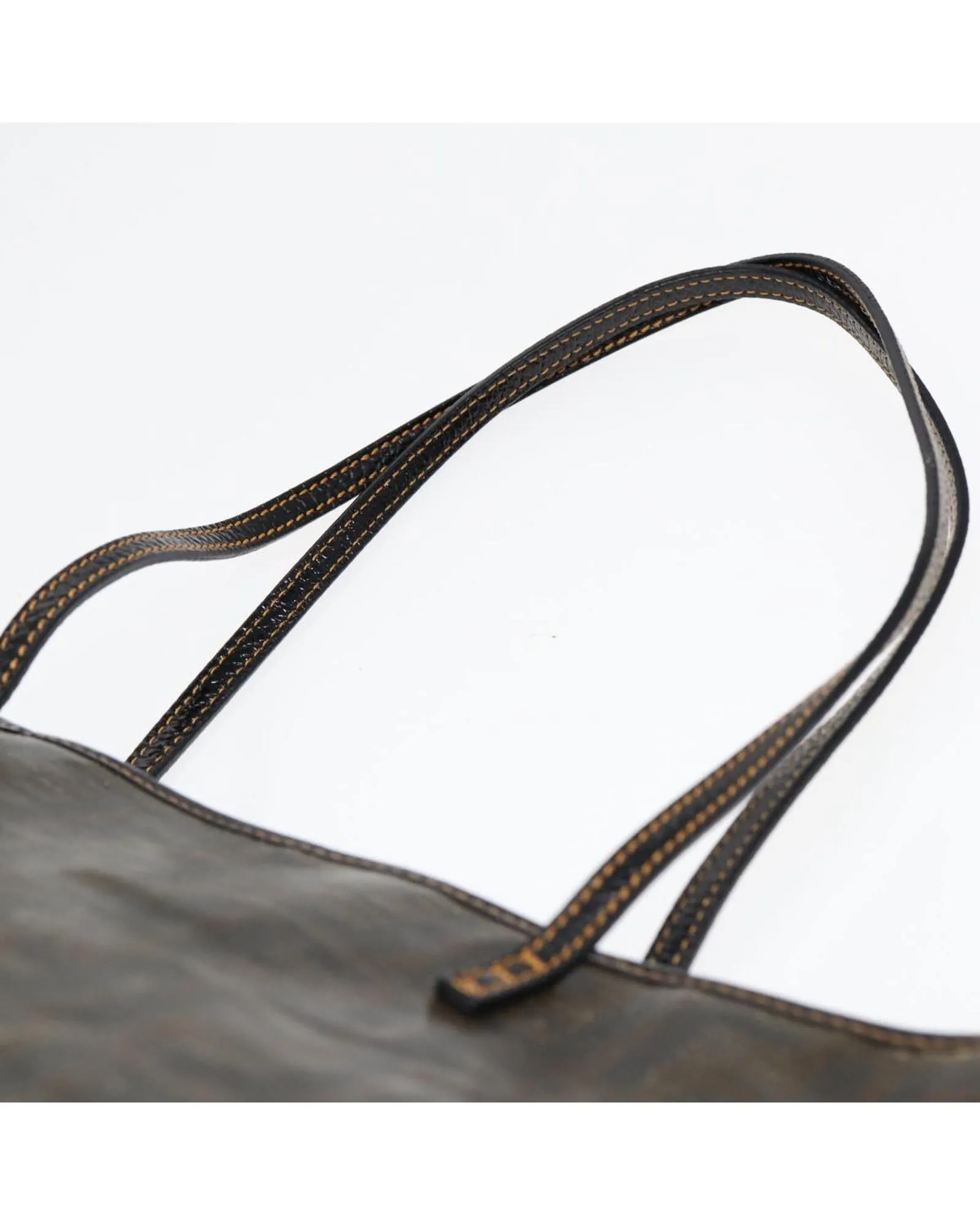 Zucca Canvas Tote Bag with Leather Trim and Top Handles