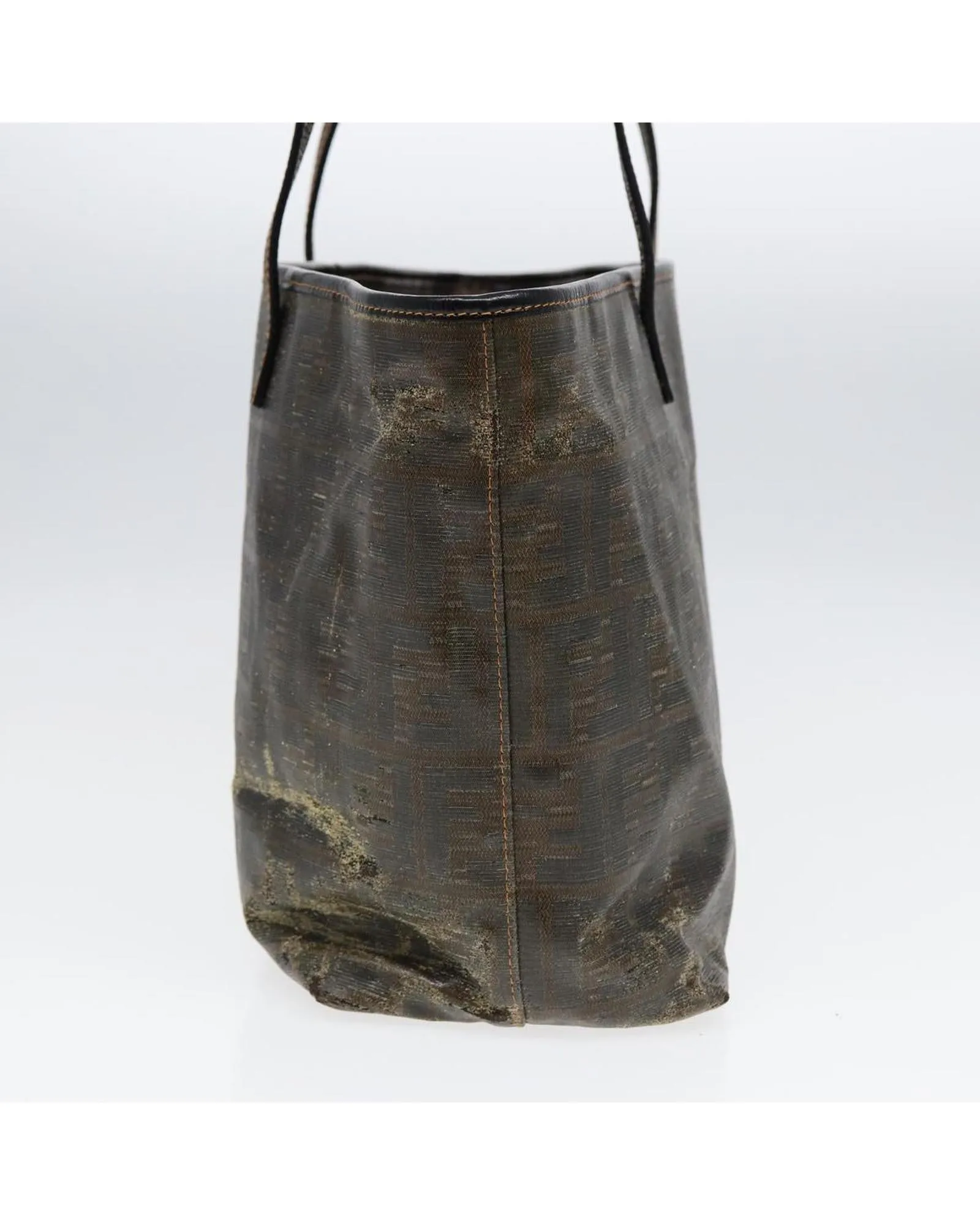 Zucca Canvas Tote Bag with Leather Trim and Top Handles