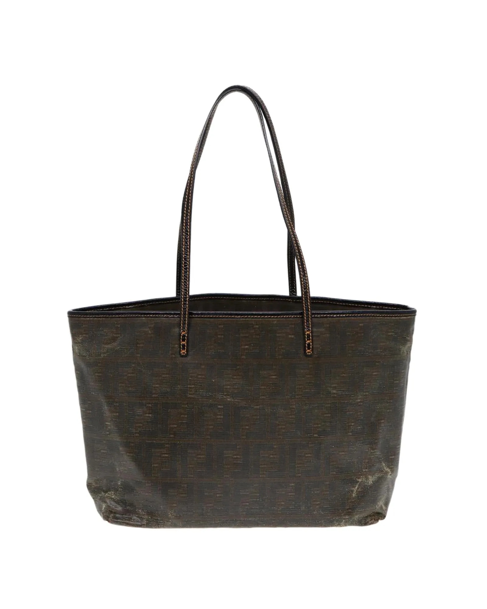 Zucca Canvas Tote Bag with Leather Trim and Top Handles