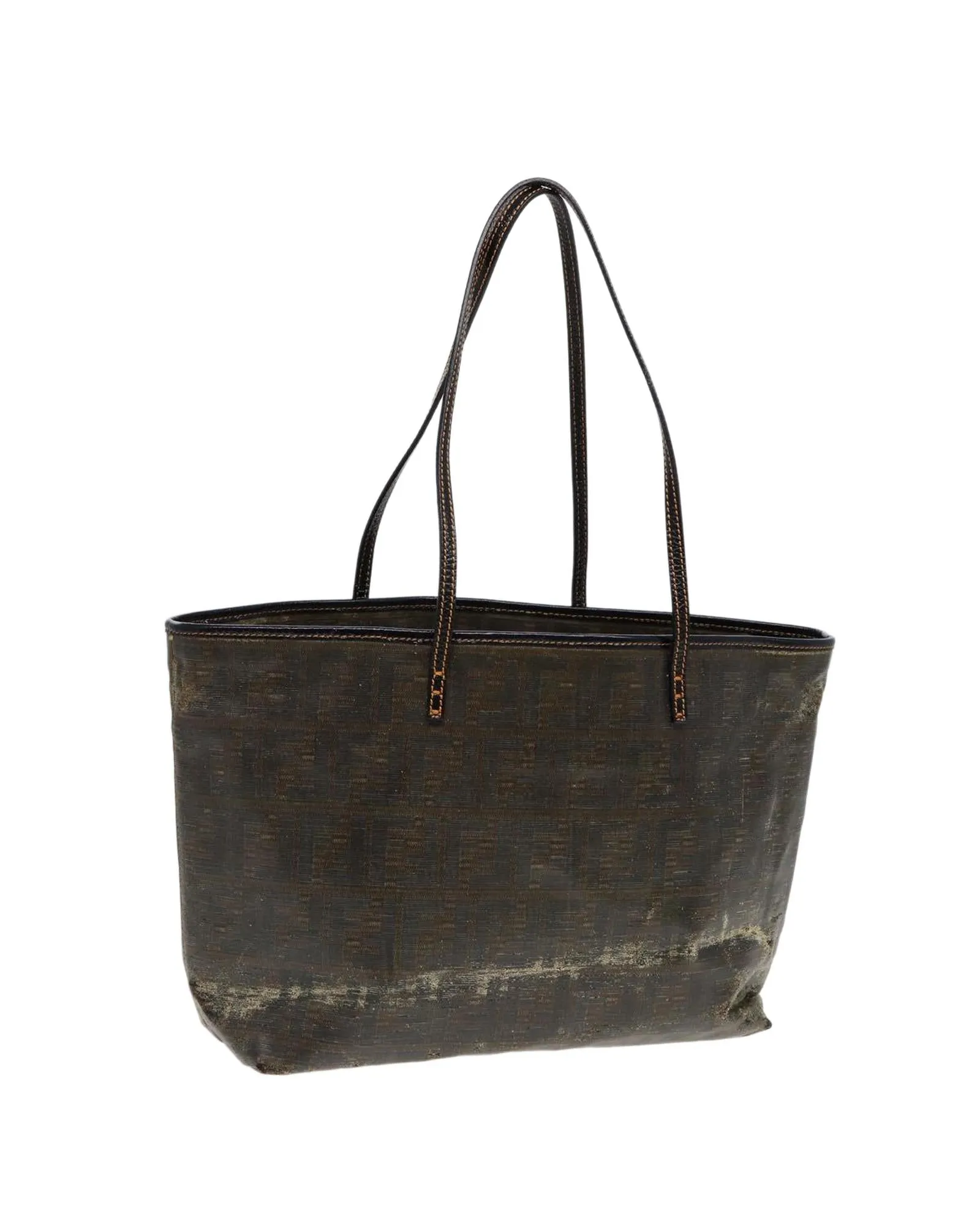 Zucca Canvas Tote Bag with Leather Trim and Top Handles